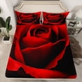 thumbnail image 1 of Drap-housse Rose Rouge Taille Simple, Draps de Lit Floraux Romantiques Rouges et Noirs pour Filles Femmes Couple, Ensemble de Literie pour la Saint-Valentin, Ensemble de Lit Fleur de Rose 2 Pcs (1 Drap-Housse, 1 Taie d'Oreiller) (Sans Drap Plat), 1 of 6