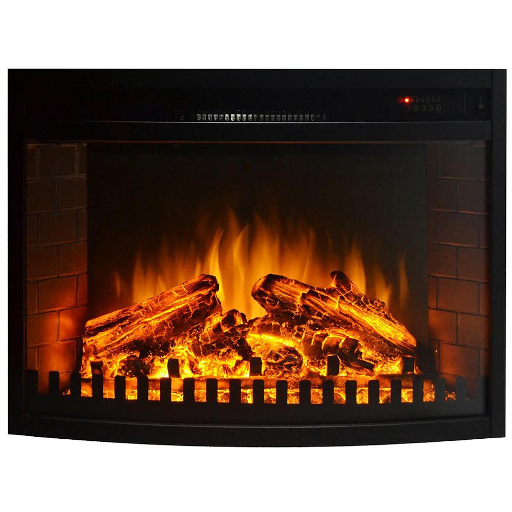 26 Inch Curved Ventless Electric Space Heater Builtin Recessed Firebox