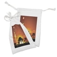 thumbnail image 2 of Animal Fabric Pouch Set of 2, Woman and Wild Landscape with Animals, Small Drawstring Bag for Toiletries Masks and Favors, 9" x 6", Burnt Orange Black, by Ambesonne, 2 of 2