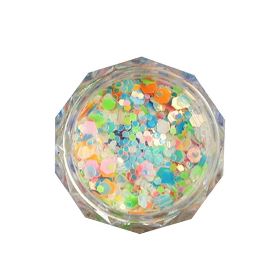 huanledash 1 Box Nail Art Sequin Shiny Effect Luminous High Gloss Non-drop DIY Iridescent Firefly Style Glow-in-the-dark Nail Glitter Flash Party Supply