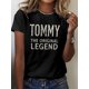 thumbnail image 1 of Women's Vibrant Green "TOMMY THE ORIGINAL LEGEND" Graphic T-Shirt - Short Sleeve Crew Neck Casual Top with Geometric Print, Medium Stretch, Machine Washable for Summer & Spring, Ladies T-shirts, Nont, 1 of 6