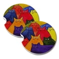 thumbnail image 1 of KuzmarK Sandstone Car Drink Coaster (set of 2) - Nine Very Colorful Kitties Bright Colors Abstract Cat Art by Denise Every, 1 of 1