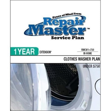 RepairMaster RMCW1O750 1 Year Extension Over 750 Dollars Clothes Washers Plan