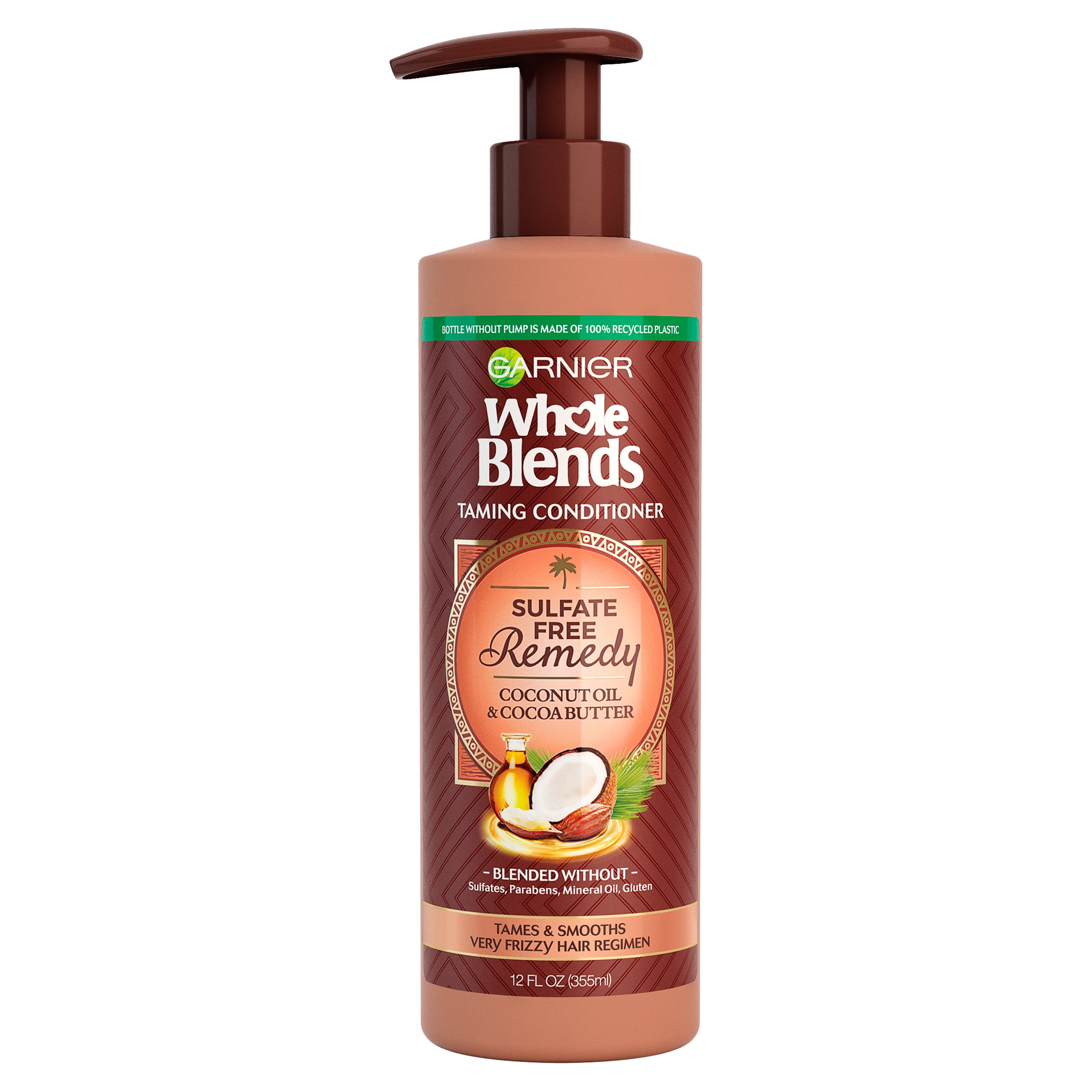 Garnier Whole Blends Frizz Control Sulfate Free Remedy Daily Conditioner with Coconut oil & Argan Oil, 12 fl oz