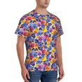 thumbnail image 2 of Vsdgher The Garden Tricolor Pansy Flower Print Men's Dry Fit Mesh Athletic Shirts Moisture Wicking Tennis T-Shirt Tops, 2 of 9
