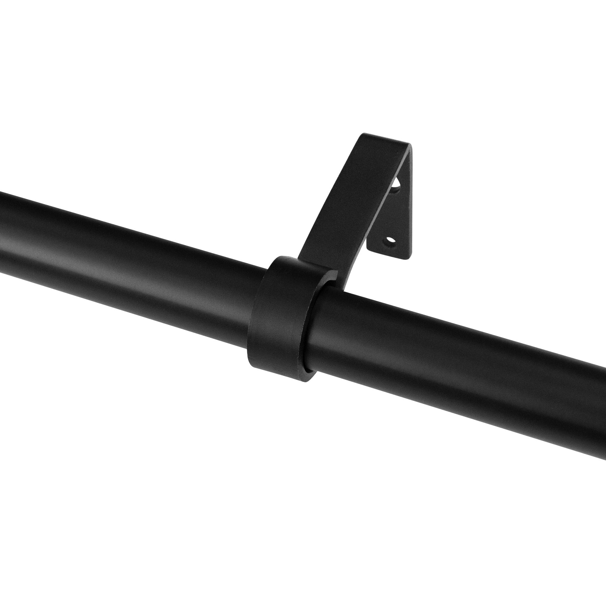7/8" dia. Single Curtain Rod Set with Vine Woven Tulipa _Matte Black 66"-120" - Black