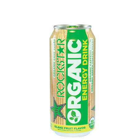(24 Cans) Rockstar Organic Energy Drink, Island Fruit Flavor, 16 oz