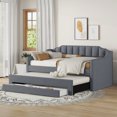thumbnail image 3 of Bellemave Upholstered Daybed with Trundle and 3 Drawers, Twin Size Daybed Frame with Storage, Sofa Bed for Bedroom, Living Room, Guest Room (Gray), 3 of 9