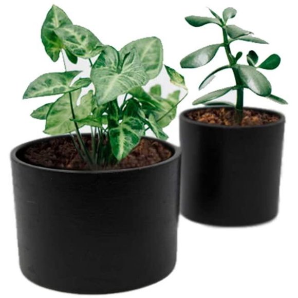 Set de 2 maceteros de cerámica 10 y 12 cm con Drenaje negro Elly Decor ED-MCDSET02