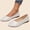 White, variant on Women's Casual Fashion Flats with Pointed Toe, Breathable Faux Leather, Low Wedge Heel, Easy-On Slip-On Shoes Black