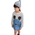 thumbnail image 2 of Kids Baby Girl Casual Spring Summer Cartoon Mouse Print Striped Denim Dress, 2 of 6