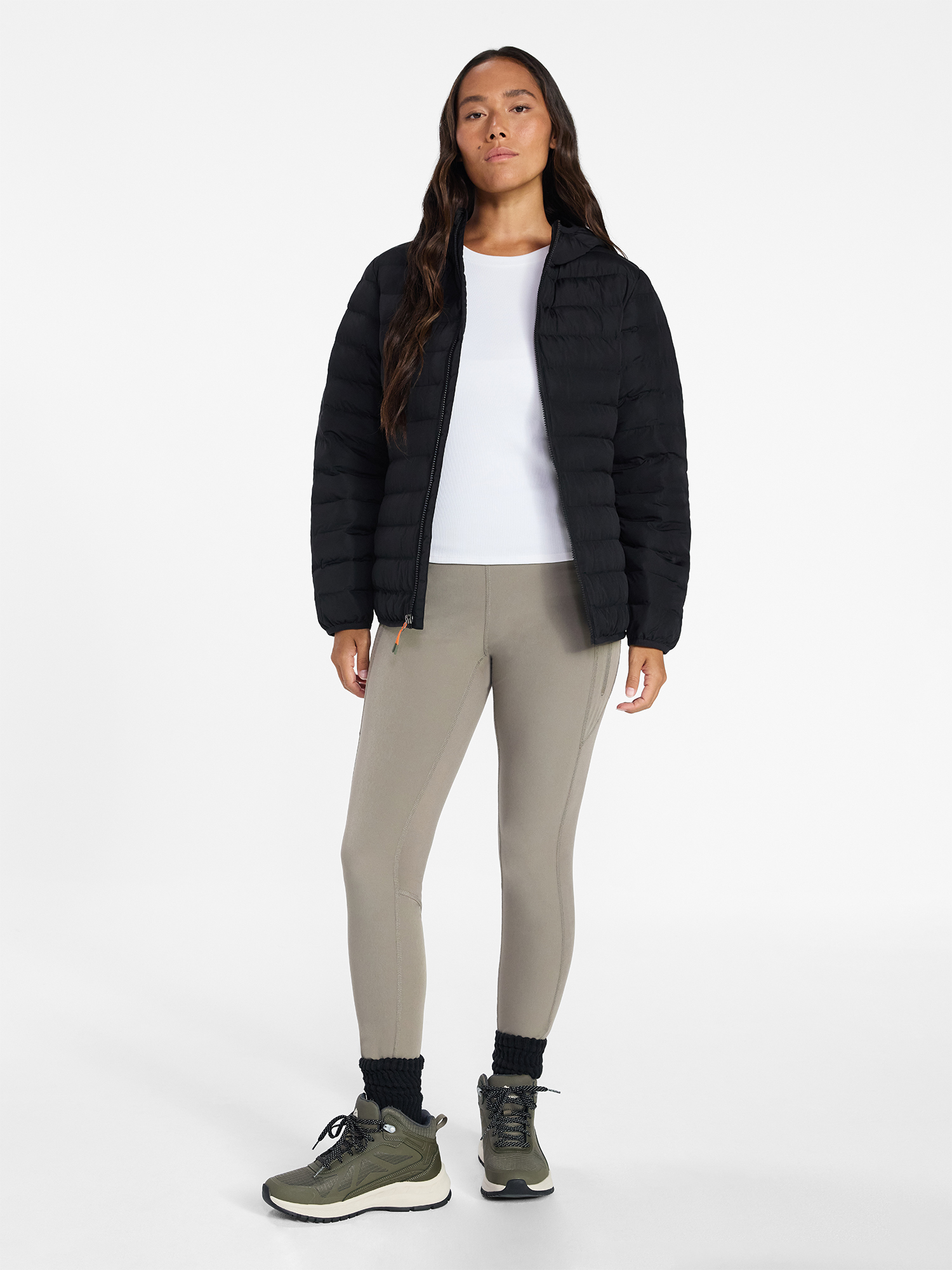 Ozark Trail Women's and Women's Plus Size Core Puffer Jacket with Hood, Sizes XS-3X