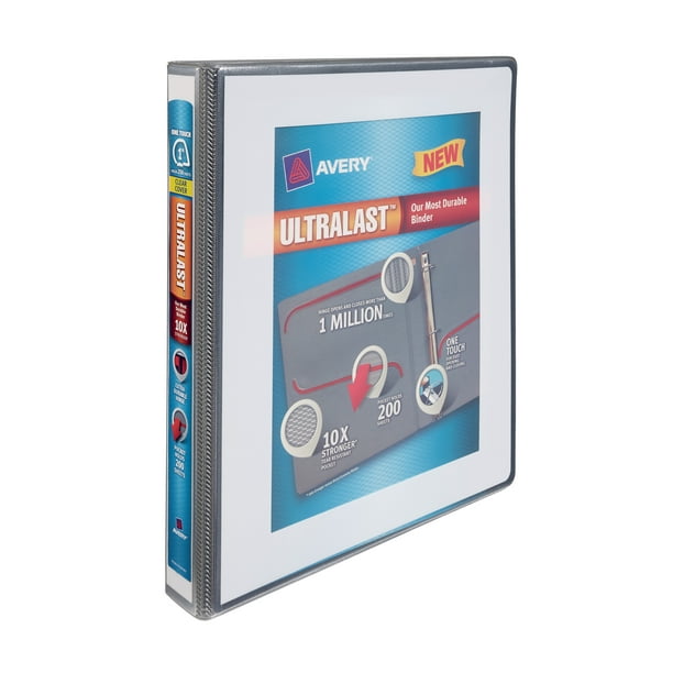 Avery Ultralast HeavyDuty View 3 Ring Binder, 1" One Touch Slant Rings, Locking Rings, 1 White