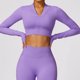 thumbnail image 3 of Chaqueta deportiva de manga larga para Yoga para mujer, camisa de Yoga y Fitness con cremallera, Top corto de gimnasia cálido, abrigos para correr, ropa de entrenamiento para mujer, 3 of 5