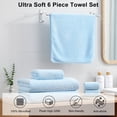 thumbnail image 3 of Jessy Home 6 Piece Towel Set Blue Soft Bath Towel Set for Bathroom-2 Bath Towels, 2 Hand Towels, 2 Washcloths Highly Absorbent Bath Sheet for Hotel & Spa, 3 of 7