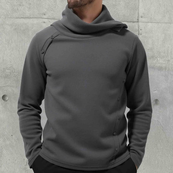 Yusimy Men's Long Sleeve Knit Sweater Solid Color Stretchy Fabric Slouchy Stand-Up Collar with Buttons Casual Style