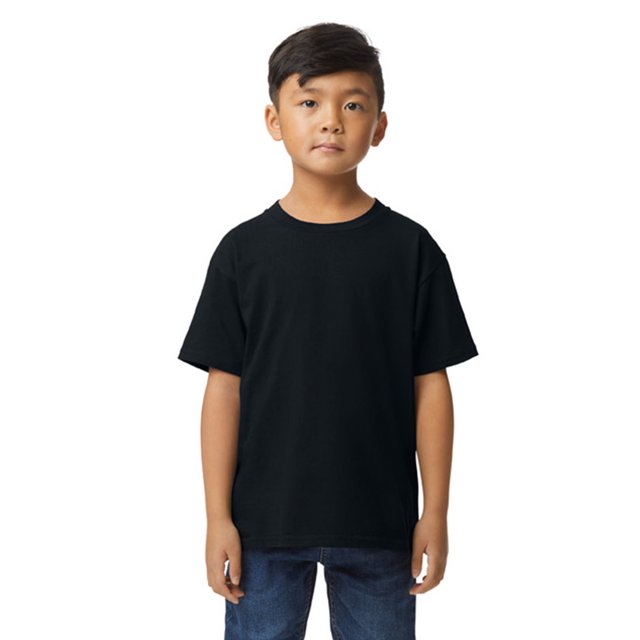 Gildan - Camiseta Softstyle de Medio para Niños/Niñas (Negro Intenso)
