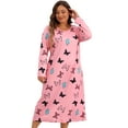 thumbnail image 3 of DARING DIVA Women's Plus Size Floral Long Sleeve Casual Nightgowns 2X Pink, 3 of 6