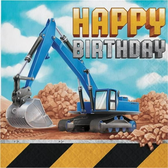 Creative Converting  Big Dig Construction Happy Birthday Napkins