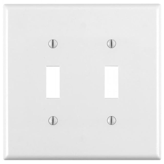 White 2 Gang Toggle Wall Plate