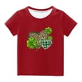 thumbnail image 1 of Penkiiy T-Shirt Trèfle Vert de la Saint-Patrick pour Tout-Petits Garçons Filles, T-Shirt Vintage Trèfle, Haut à Manches Courtes à Quatre Feuilles, 13 Ans, Rouge, 1 of 1