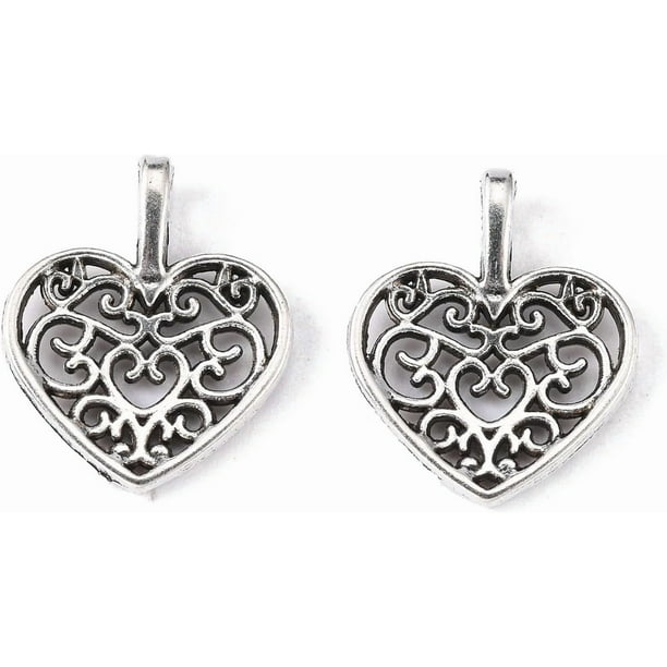 20 colgantes de corazón de aleación para bisutería. Colgantes metálicos para crear joyas. Adorno colgante.
