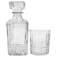 thumbnail image 1 of Juego de Decantador Licorera Tapa Hermética con 4 Vasos de Vidrio Grueso con Diseño de Relieve Líneas, Modelo Birmingham, Ideal para Vino o Whisky con Caja de Regalo, 1 of 5