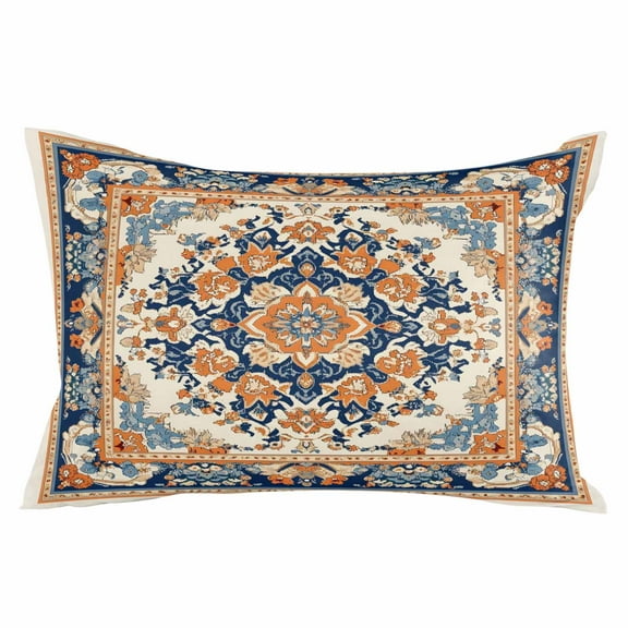 Blue Burnt Orange Boho Throw Pillow Cover 24 x 36 Inch Decorative Pillow Cover Antique Southwestern Art Lumbar Pillowcase Seasonal Rectangle Cushion Case for Couch Sofa Bed Living Room