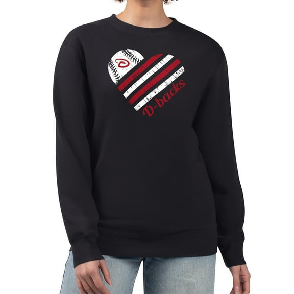 Women's G-III 4Her by Carl Banks Black Arizona Diamondbacks Heart Logo Fleece Pullover Sweatshirt
