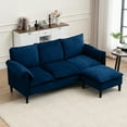 thumbnail image 2 of 78" Sectional Couches with Ottoman, L Shaped Sofa with Wood Legs, 3-Seater Combination Sofa for  Living Room, Bedroom, Apartment, Office, Blue, 2 of 7