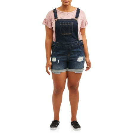 - Juniors' Plus Size Destructed Shortalls