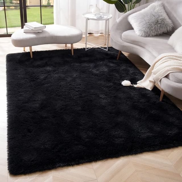 Alfombra Amearea Premium Soft de 120 x 160 cm para sala de estar, color negro