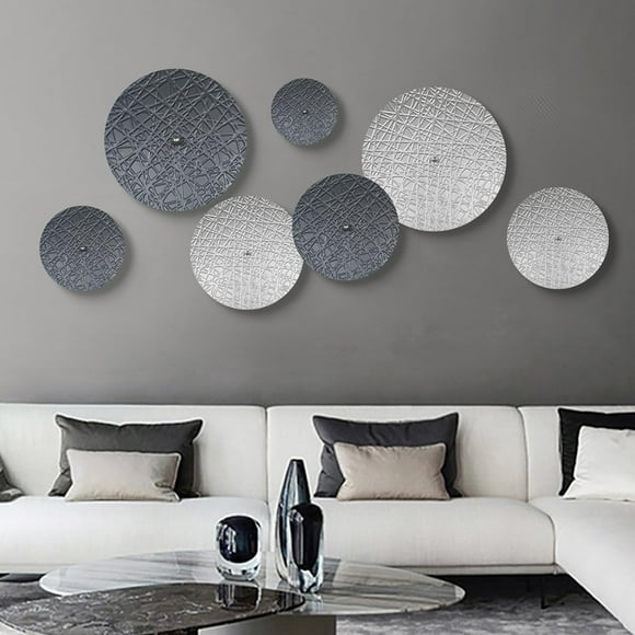 Decoración de pared TEIPAI de metal plateado y gris para sala de estar