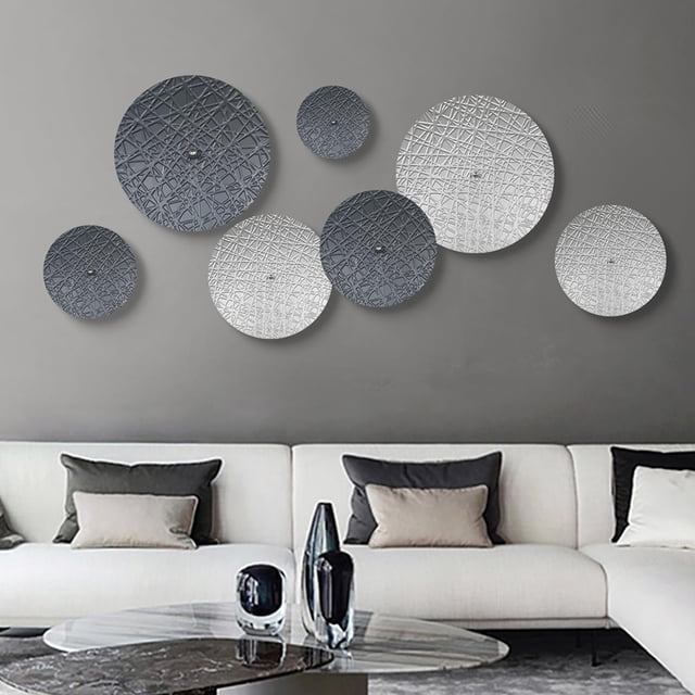 Decoración de pared TEIPAI de metal plateado y gris para sala de estar