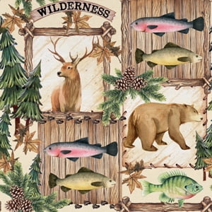 Half-Yard 100% Cotton The Wilderness, Multi-color, 44" Wide for Quilting & Sewing by David Textiles
