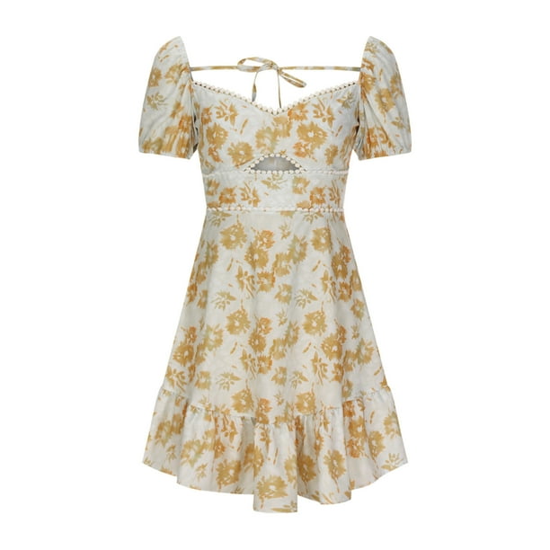 Fashion Women Summer Dress Sexy Casual Short Sleeve Pleated Cut