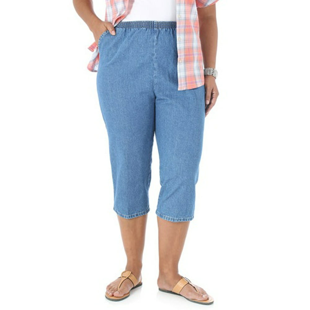Chic - Women's Plus-Size Comfort Collection Elastic-Waist Capri Pants ...