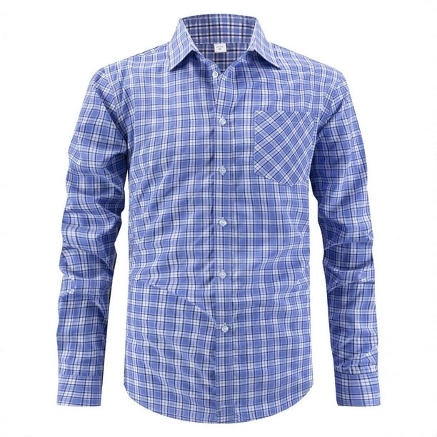 Blusa y camisa de manga larga con cuello vuelto para hombre, blusa informal a la moda con botones, cómoda y de manga larga con cuello vuelto, blusa de poliéster para hombre.