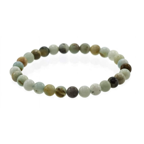 LTC Designs Shiny 6mm Round Multi-Color Amazonite Stretch Bracelet, 7" for Unisex Adults