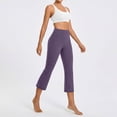 thumbnail image 5 of Capri Yoga Pants Womens High Waisted Wide Leg Pants Cropped Flare Leggings for Travel Casual and Lounge Purple S, 5 of 9