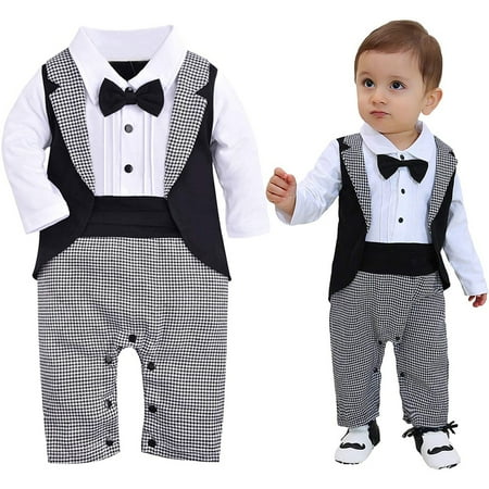 

Simplmasygenix Children s Day Baby Romper Clearance Newborn Infant Baby Boys Tuxedo Gentleman Onesie Romper Jumpsuit Wedding Outfits