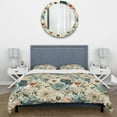 thumbnail image 3 of Designart "Magical Garden Mosaic II" Blue Floral Bedding Covert Set - Cottage Bed Set With 2 Shams, 3 of 5