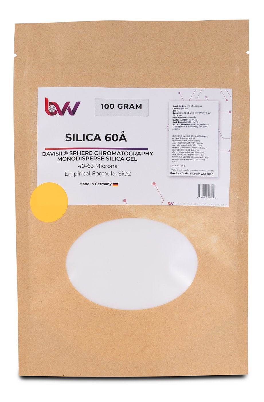 BVV Chromatographic Silica Gel 60A 4063 microns, 230400 Mesh (Made in