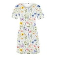 thumbnail image 4 of Women's Short Sleeved Dress With Floral Print Round Neck Dress, 4 of 6