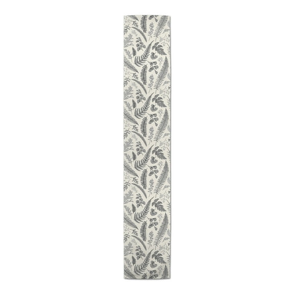 Creative Products Gray Botanical Pattern 16 x 90 Cotton Twill Table Runner