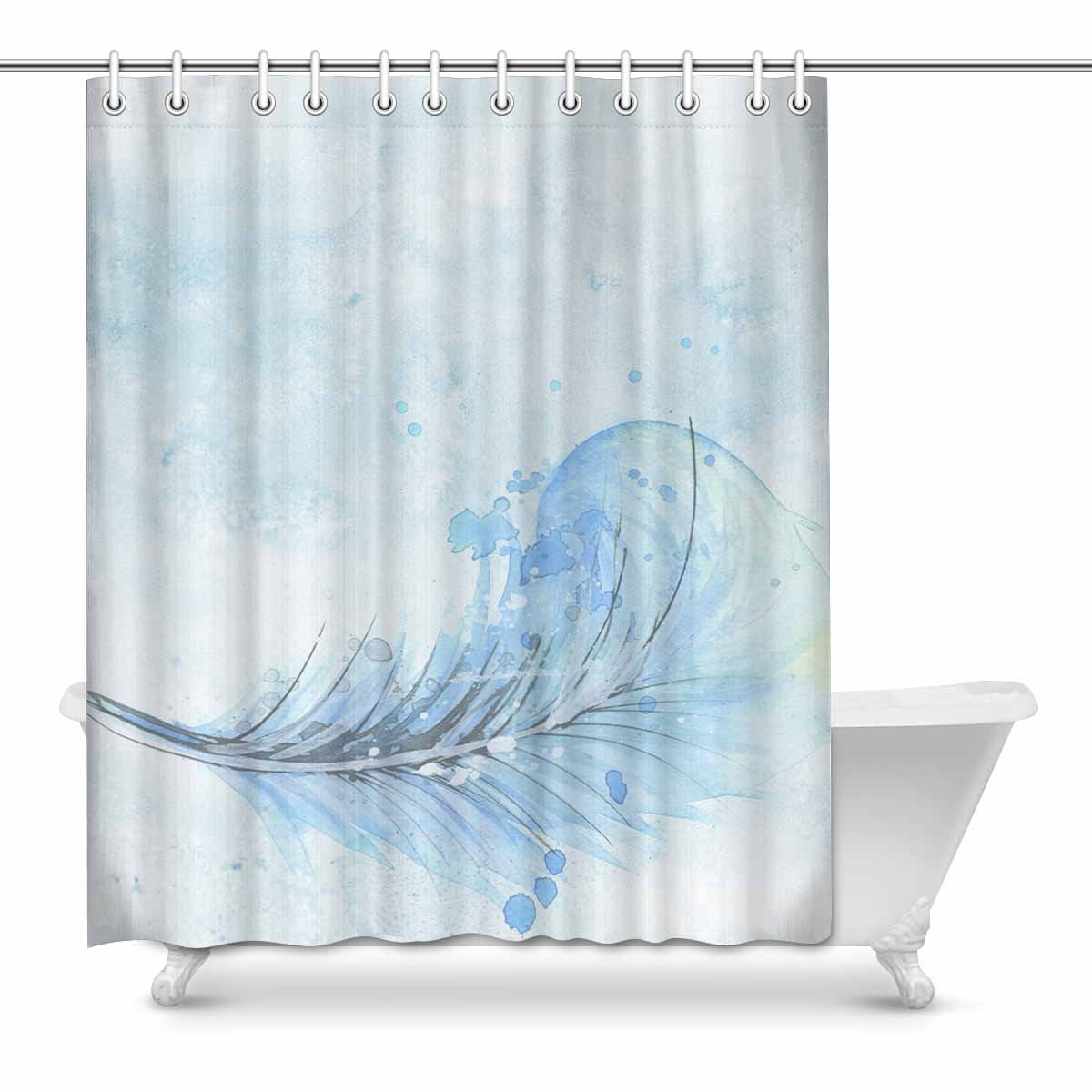 YUSDECOR Feather Shower Curtain Bath Curtain Waterproof fabric