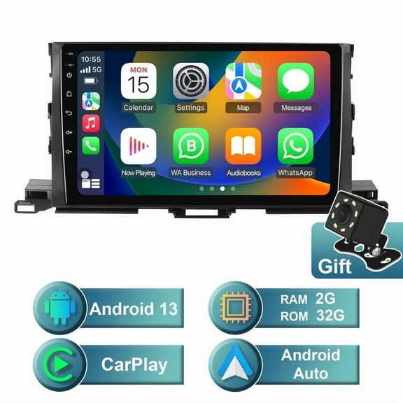 Android 13 Car radio for Toyota Highlander 2014-2019 Multimedia Stereo Wireless Carplay Android Auto Autoradio Navigation GPS WIFI Mirror link Camera FM BT 2 32G
