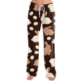 thumbnail image 5 of KDDYLITQ Easter Pajamas Women Bunny Eggs Elastic Hight Waist Drawstring Funny Lounge Pants Daisies Straight Wide Leg Spring Loose Sleep Pants Brown L, 5 of 5