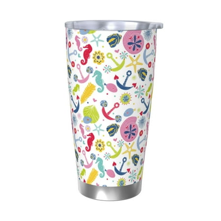 

Susaid Undersea Seahorse Print 20oz Car Cup Insulated Coffee Cup Fully Spill Proof Travel Coffee Mug Stainless Steel Tumbler for Work Home Outdoor Car-Without Straw