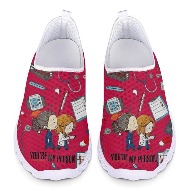 Zapatillas planas divertidas para enfermera médica, mocasines informales ligeros sin cordones, antideslizantes, transpirables, para caminar para estudiantes, zapatos para mujer